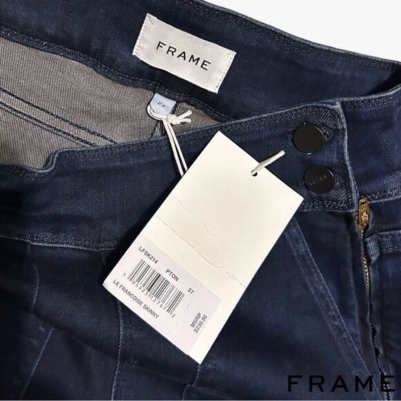 Frame **NWT** Le Francoise High-Rise Button-Trimmed Skinny Jeans in Paton Blue - Picture 3 of 9